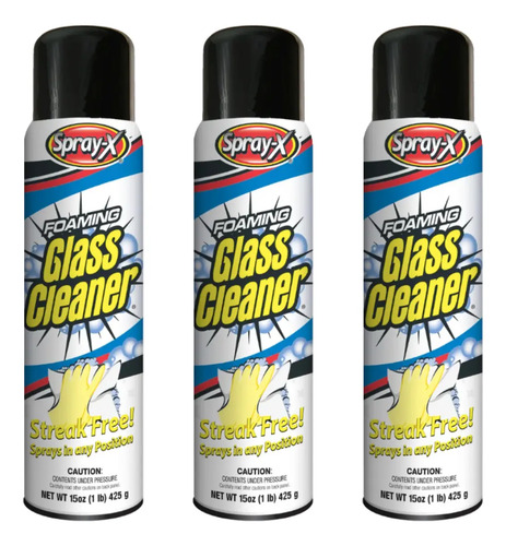 Limpiador De Vidrios En Espuma Spray X 425 G (15 Oz) 3 Pzs